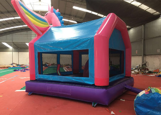 Pink Rainbow Unicorn Bounce House For Adult Fire Retardant And UV Protective Material