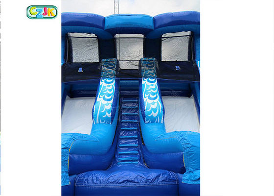 Professional Inflatable Double Water Slide With Splash Pool Three Year Warranty